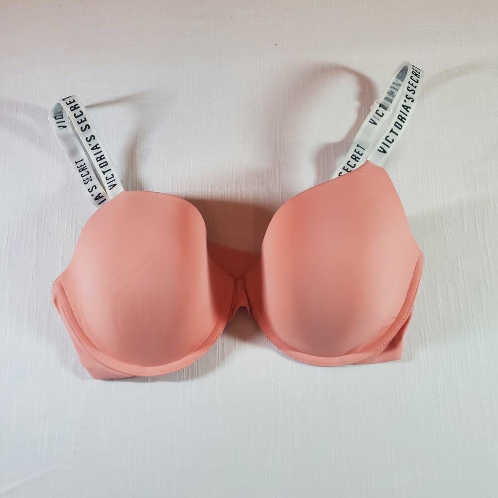 Victoria's Secret Peach Lightly Lined Demi Bra 32DD Underwire Adjustable Straps